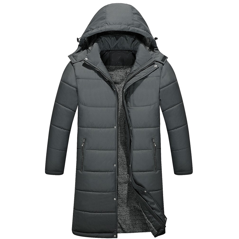 

30 New Winter Men Hooded Thick Warm Parkas Coat Fur Collar Windproof Casual long Men Clothes Jacket Coat, Black