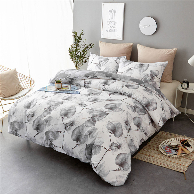 

US EU Size Home Textile Black Lattice Duvet Cover Pillowcase Bed Sheet Simple Boy Bedding Sets 2/3Pcs Single Double Bedlinen, 05