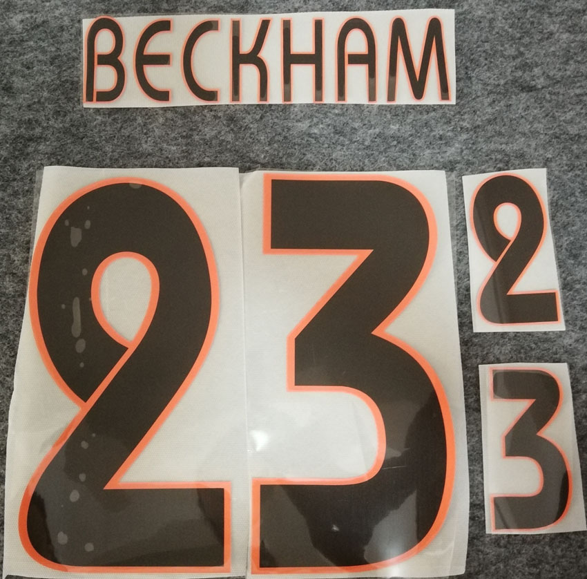

2003 2004 Real Madrid black printing retro soccer namesets 23 BECKHAM soccer player's hot stamping football letters plastic printed stickers