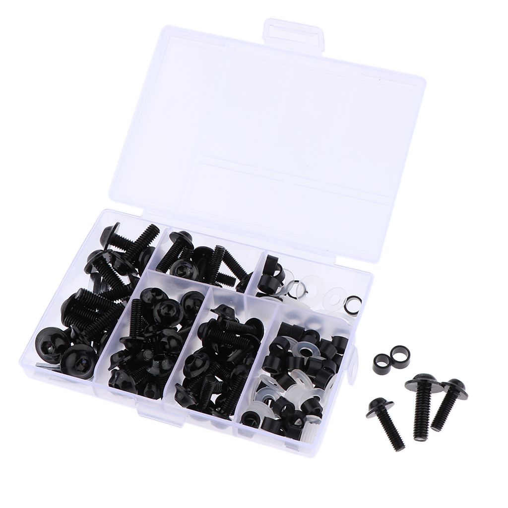 158Pcs Motorcycle Aluminum Fairing Bolts Screws Fasteners Kit with Storage Box