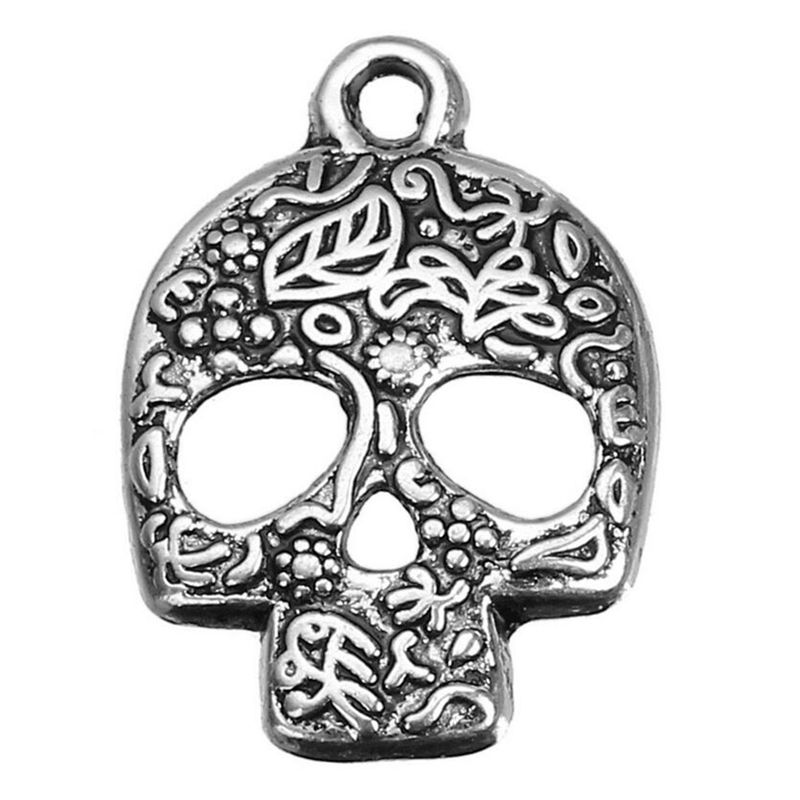 

Sugar Skull Charms Pendant Gothic Vintage Silver Mask For Men Women Jewelry Making Bracelet Halloween Handmade Accessories DIY Gift