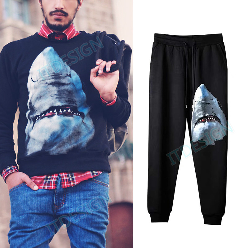 3D Fish Printed Tracksuit Men's Fashion Design Jogging Casual Hooded Sweat Set Sweatshirt+Sweatpants 2Pcs For Men