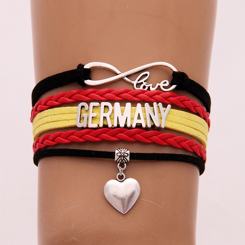 

Infinity Love Germany Bracelets Bangles Heart Charm Braided Pu Leather Bracelet Nicely Jewelry Men Women Drop Shipping