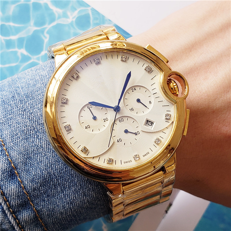 

Top qualit fashion watches for men stainless steel quartz movement men watch all dial work chronograph watches high quality waterproof watch, Slivery;brown