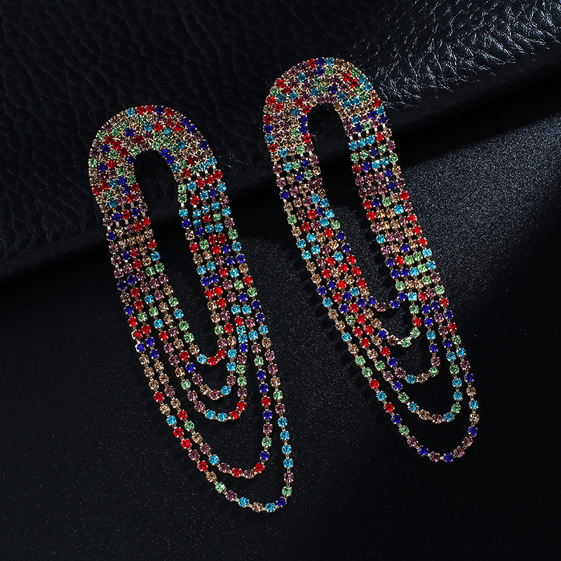 

Tassels Earrings Long Fund Woman Temperament Multi-storey Rhinestone Lady Of Quality Colour Twinkle Exaggeration Eardrop