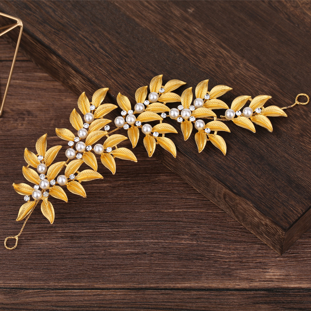 

Expert Bride Wedding Headwear Baroque Wind Golden Leaf You Hair Hoop Hair Decorate