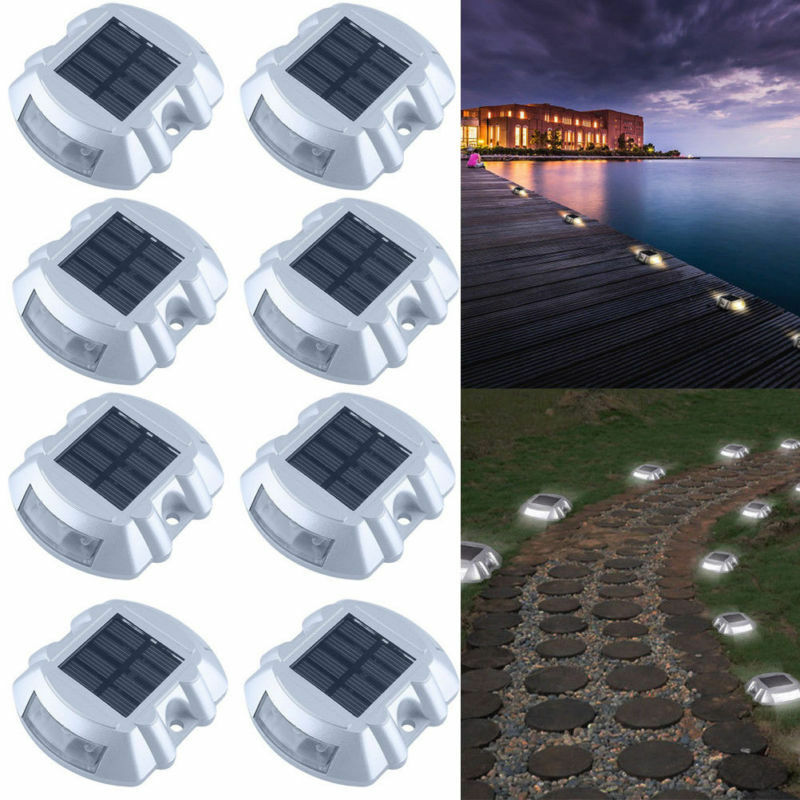 

8 PCs Solar LED Marker Lights Safety Light for Pathway Driveway Dock Path Deck