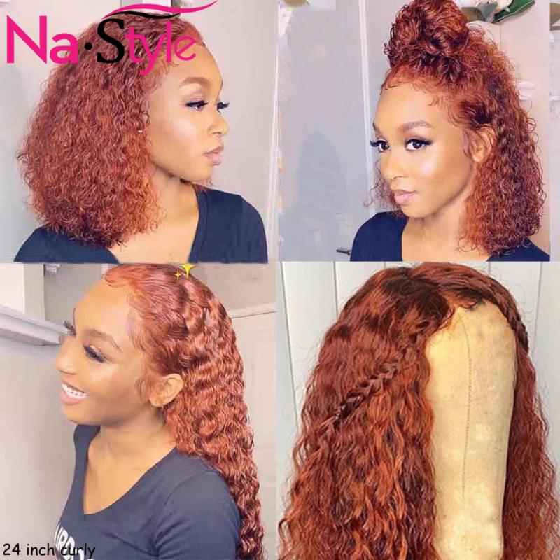 

Ginger Lace Front Wig Colored 360 Full Lace Wig Human Hair 13x6 Jerry Deep Curly Human Hair Orange Brazilian 150% Remy, 13x6 lace wig