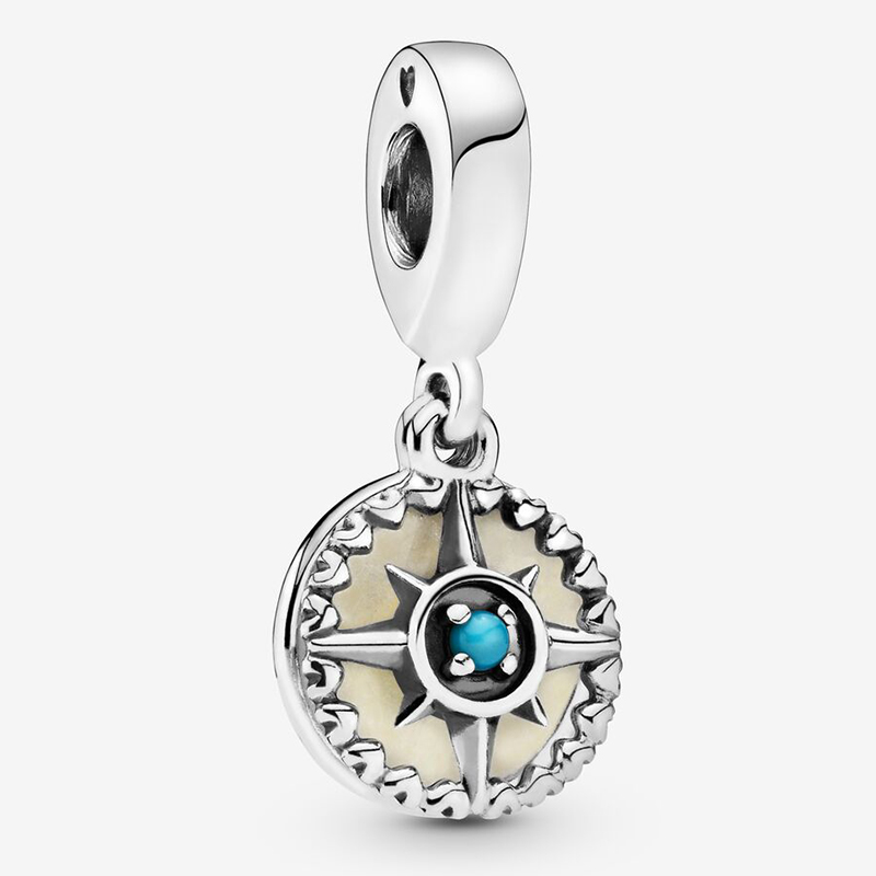 Fit Pandora Bracelet Charm Blue Compass 925 Silver Rose Dangle Style Charms Beads Bracelets Bangle Gift DIY Jewelry With Original LOGO-image-491722627