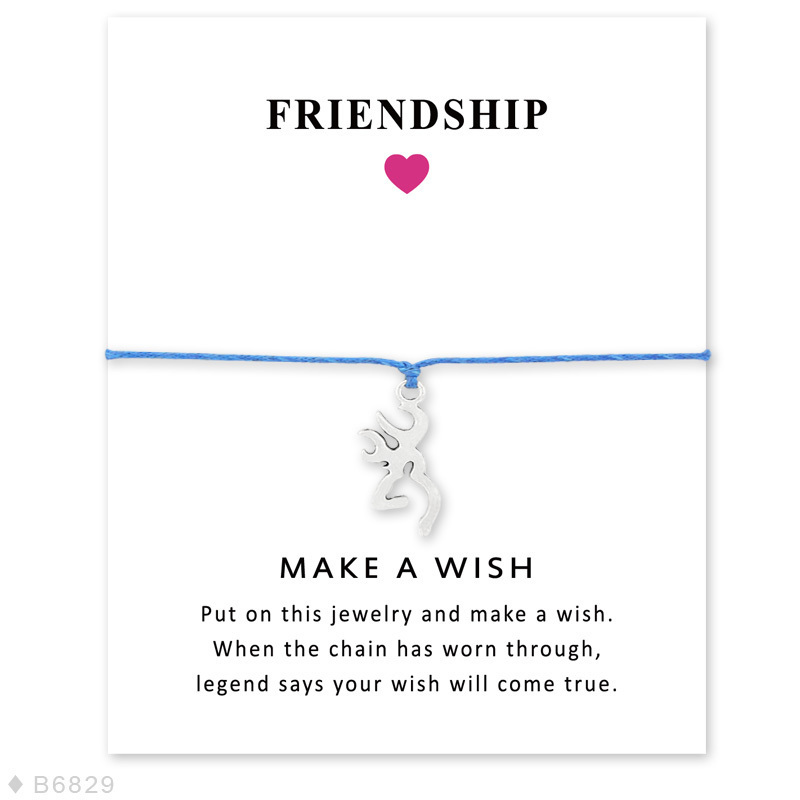 

Girls Adjustable Ftiendship Statement Jewelry With Card Make A Silver Elk Deer Antlers Charm Bracelets For Women