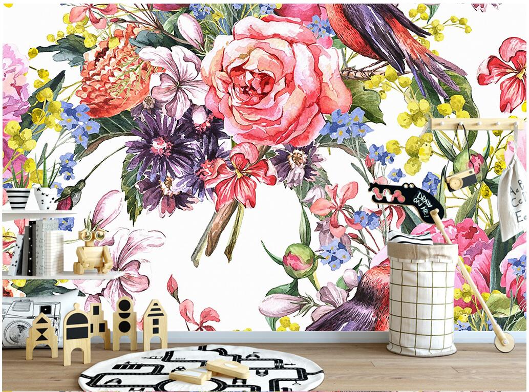 

WDBH custom photo mural 3d wallpaper European modern watercolor rose flower living room home decor 3d wall murals wallpaper for walls 3 d, Non-woven