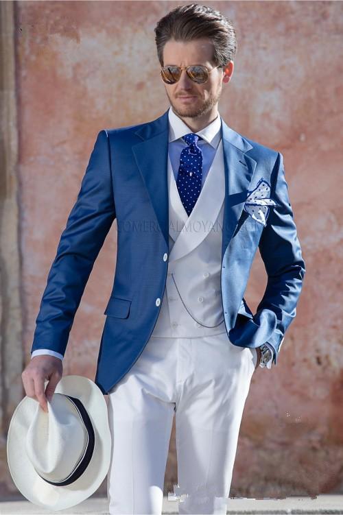 

Handsome Groomsmen Peak Lapel Groom Tuxedos Mens Wedding Dress Man Jacket Blazer Prom Dinner 3 Piece Suit(Jacket+Pants+Tie+Vest) AA69, Same as image