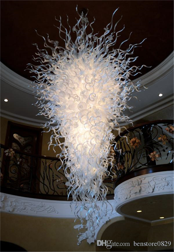

Modern White Colored Glass Chandeliers Lighting Fancy LED Artistic Classic Design Blown Glass Crystal Chandelier Lamps for House Decoration