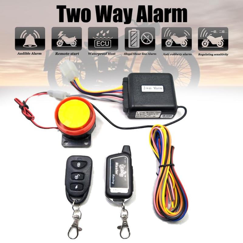 

Two Way Alarm Motorcycle Scooter Security 2 Way Alarm Remote Control Engine Start Vibration Lock System 125dB