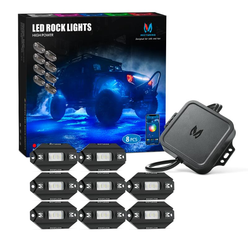 

MICTUNING Upgraded 8 Pods Car RGBW LED Rock Lights Multicolor Underglow Neon Light Lamps Kit with Bluetooth Control & Music Mode