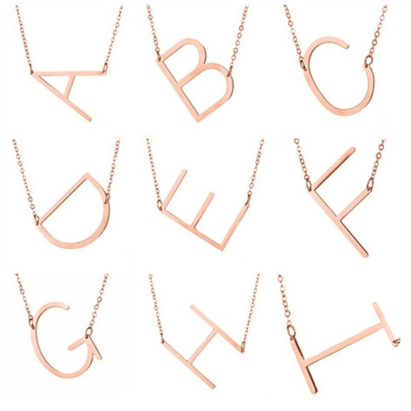 

Alphabet Letter Initial Necklace Gold/Rose Gold/Silver New Sideways Large Initial Necklaces For Women Fashion Jewelry Drop Shipping ps0064