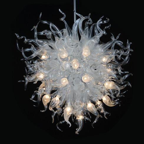 

Modern Lamps Crystal Chandeliers Light Round Shape LED Pendant Lamp Home Decoration White Color Hand Blown Glass Ball Chandelier