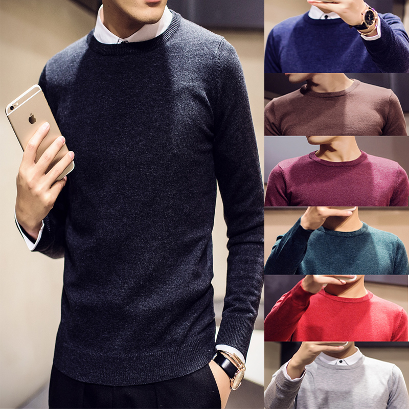 

Sweater Men O-neck Pullover Long Sleeve Casual Sweater Men Clothes 2018 Spring Autumn New Arrival Many Color Choose, Black
