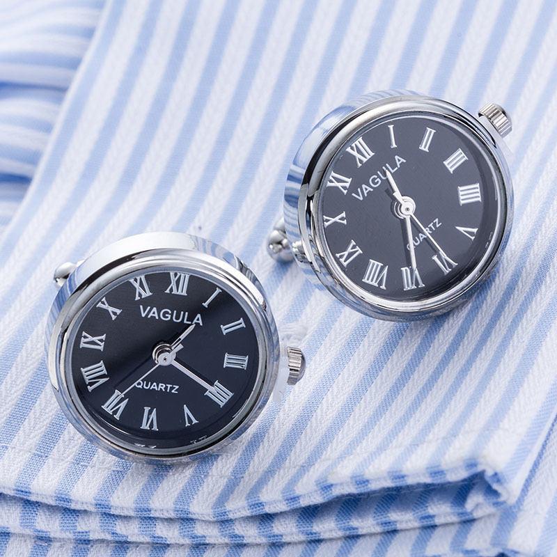 

New Arrival Real Watch Cufflinks VAGULA Clock Cuff links With Battery tourbill Machine Core Mechanical Gemelos D19011004