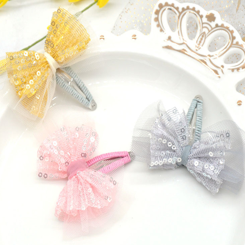 

2020Korea new children's hair accessories star yarn hanging little star tassel bow Lace Hairpin clip girl Headdress pink, Gray