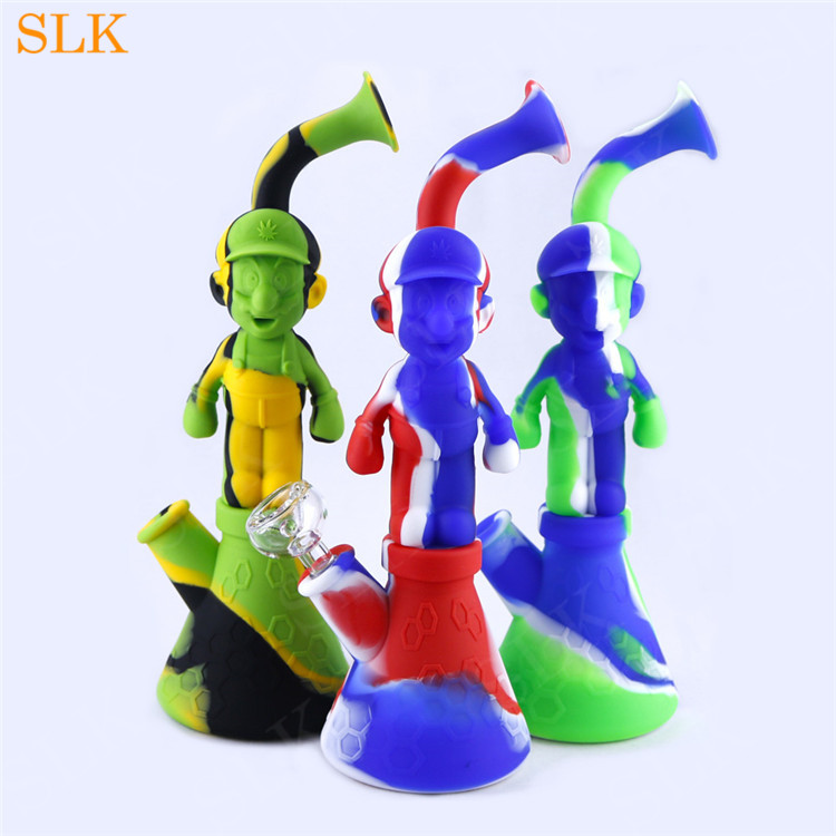 

New Design 11.22'' MARI O Silicone Bubbler Water Pipes Shisha Hookah Smoke Filter Smoking Tobacco Dabs Rig Silicone Smoking Pipes