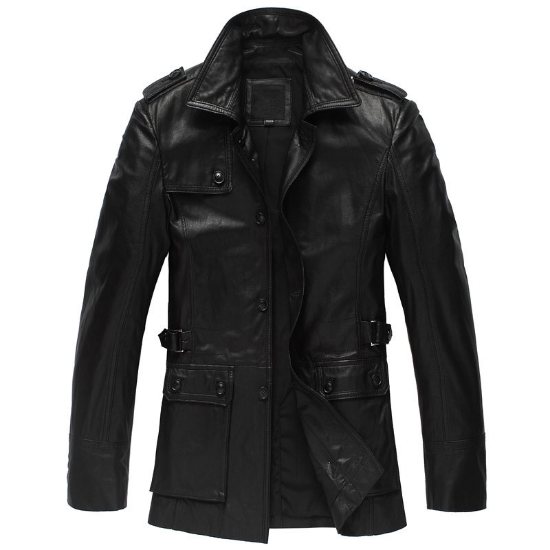 

Leather Real Goatskin Genuine Coat Autumn Winter Men Streetwear Windbreaker Jacket Chaqueta Hombre 7922 MY2625, Black