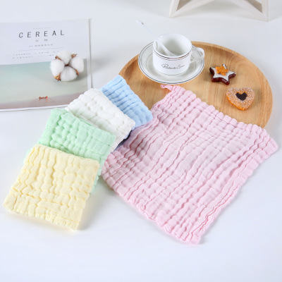 Baby Muslin Towel Newborn Handkerchief Muslin Cotton Towel Square Towel Infant Face Towels Solid Wipe Cloth Wrap Toddler Bibs YFA653-image-437203847