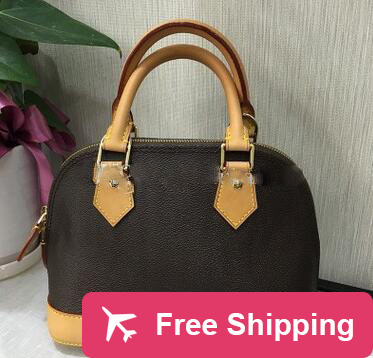 

ALMA BB shell bag women Genuine Leather handbags flower Embossed shoulder bags with lock designer handbags high quality crossbody bag1, Brown lattice