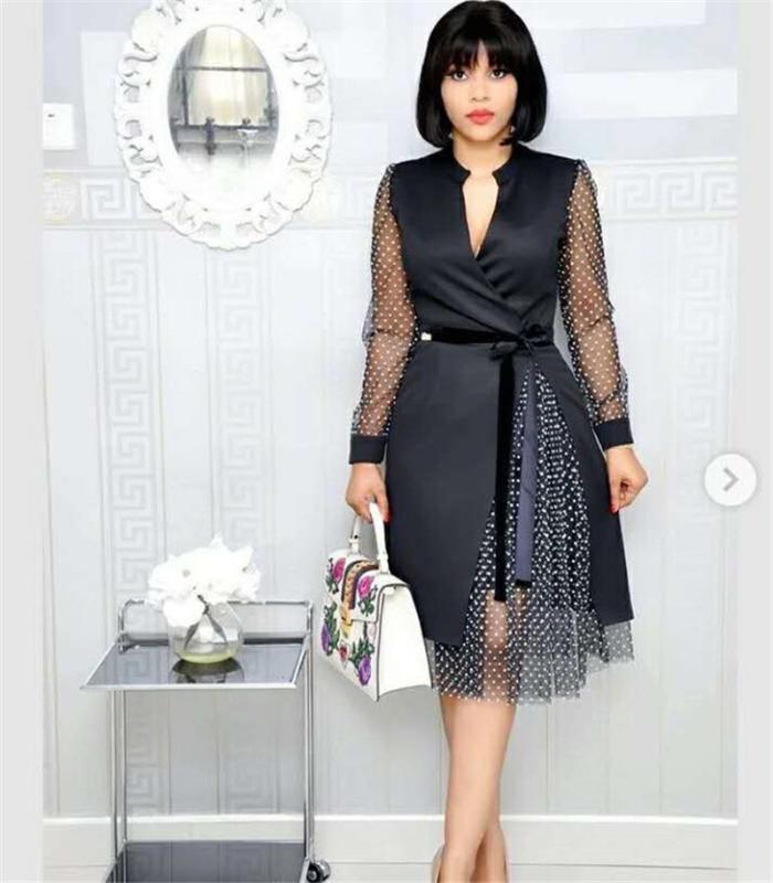 

2020 new elegent fashion style african women printing plus size dress M-2XL