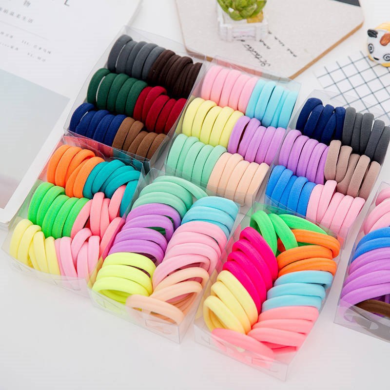 

50/100pc/lot Kids Elastic Scrunchie for Girls Candy Color Hair Rope Hair Bands Ring Rubber Band Princess Accessories, 39 -100pcs-1.5cm