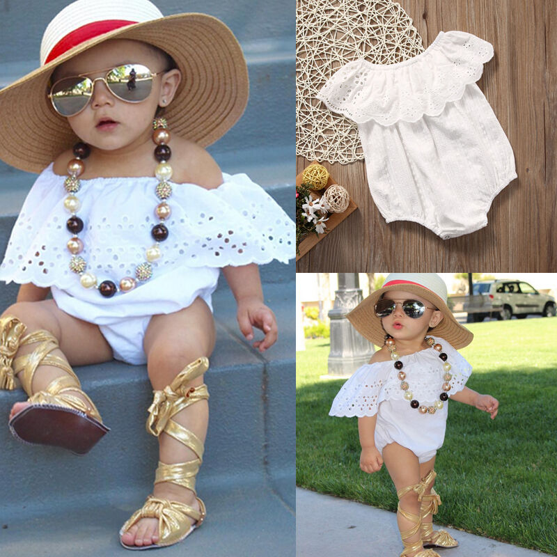

Newborn Infant Baby Girl Lace Romper Jumpsuit Bodysuit Clothes Outfit Sunsuit, White