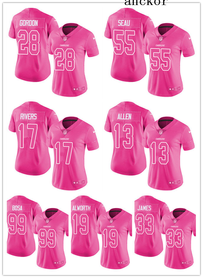womens pink chargers jersey