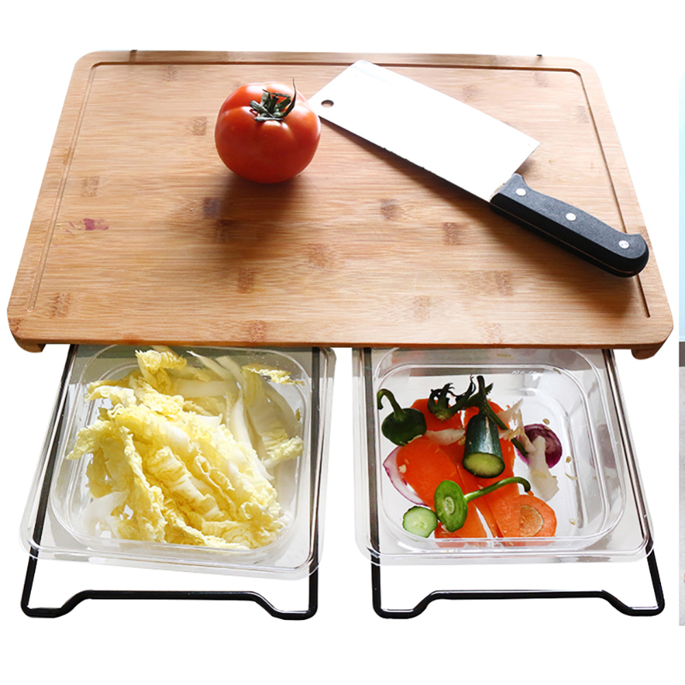 

Set Of Multifunctional Bamboo Cutting Board Chopping Board with 5 Storage Racks Kitchen Wood Food Plate Kitchen hardware Tools