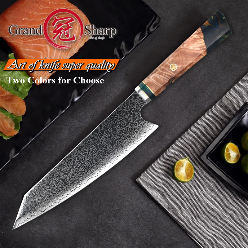 

Grandsharp 8.2 Inch Chef Knife High Carbon VG10 Japanese 67 Layers Damascus Kitchen Knife Stainless Steel Knife Gift Box