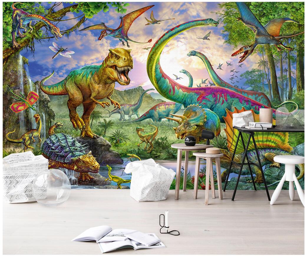 

WDBH custom photo 3d wallpaper Hand drawn Jurassic Park Dinosaur Tyrannosaurus Rex room home decor 3d wall murals wallpaper for walls 3 d, Non-woven