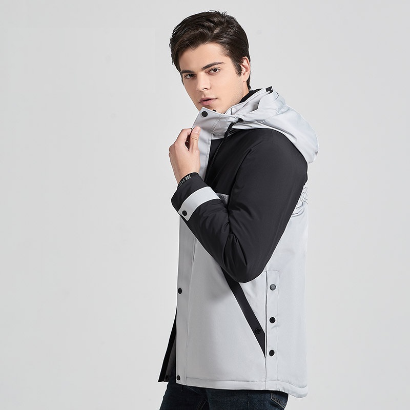 

Winter Men's 90% Duck Down Coats Male Fashion Quality Duck Down Jackets Men Patchwork Hooded Short Overcoats Parkas JK-856, Black