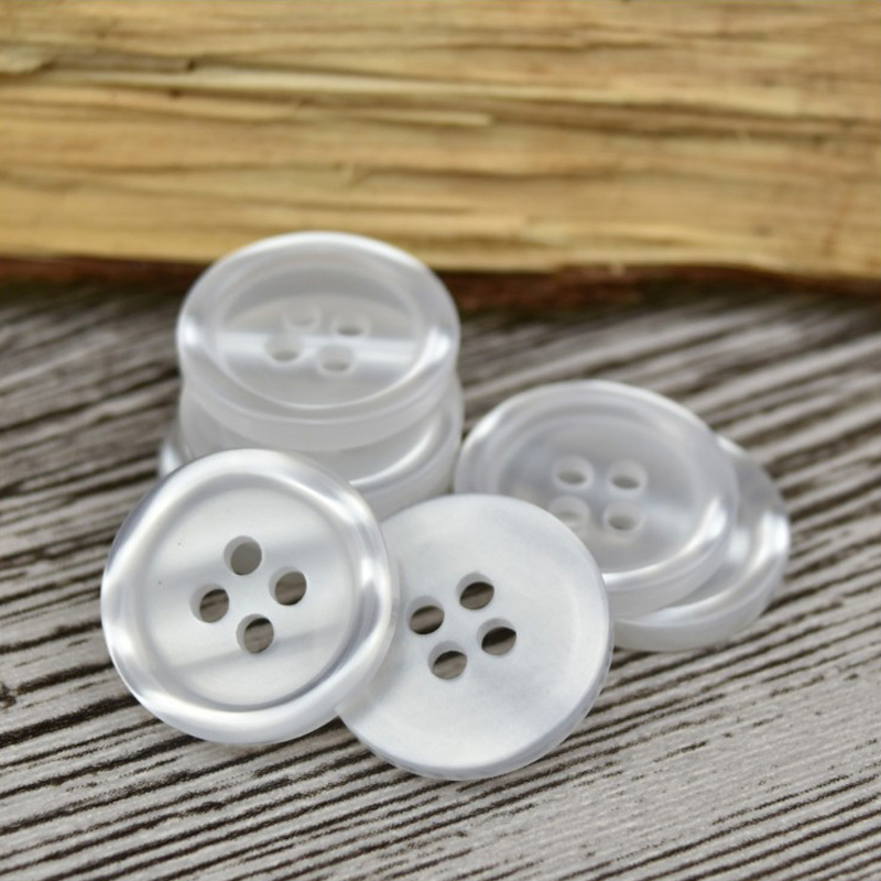 

9mm-25mm high quality Factory direct sale kids four eye pearl light thin edge resin button chidren shirt coat white suit button available