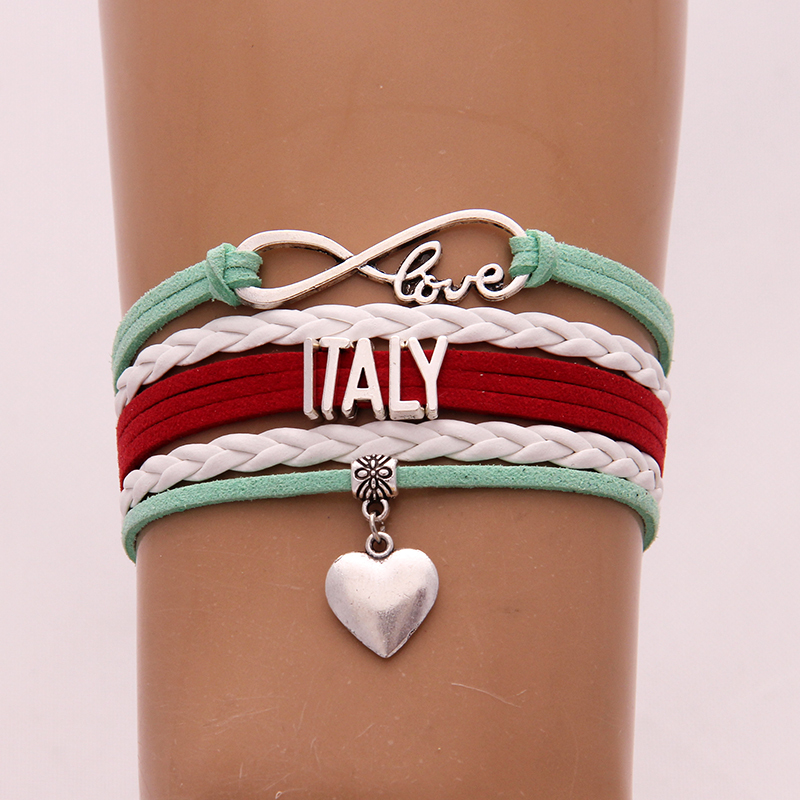 

Infinity Love Italy Bracelets Bangles Heart Charm Braided Pu Leather Bracelet Nicely Jewelry For Women Men Drop Shipping