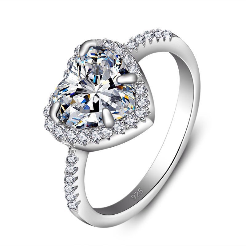 

Sweet Heart Diamond Ring Princess Engagement Rings For Women Wedding Jewelry Wedding Rings Accessory Size 6-10 Free Shipping