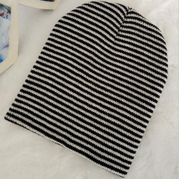 

Fall and Winter Children's Warm Zebra Stripe Cap Knitted Cap and Wool Cap Factory Direct Sales, Black