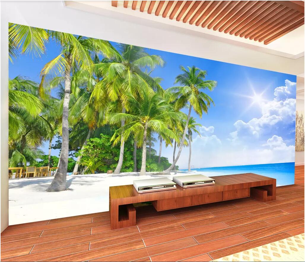 

3d wallpaper custom photo mural The best high-definition coconut tree landscape landscape 3d home improvement, Pictures show