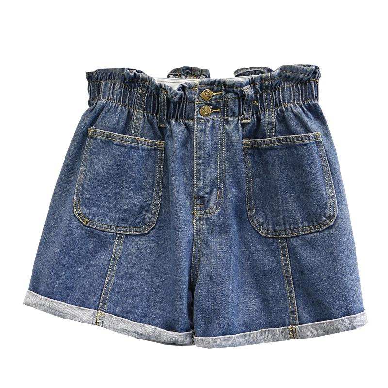 

Women Summer Jeans Lady Short Pants Female Blue Denim Wide Leg Trousers Preppy Style Loose Fashion Plus Size Pantalones G3 5851