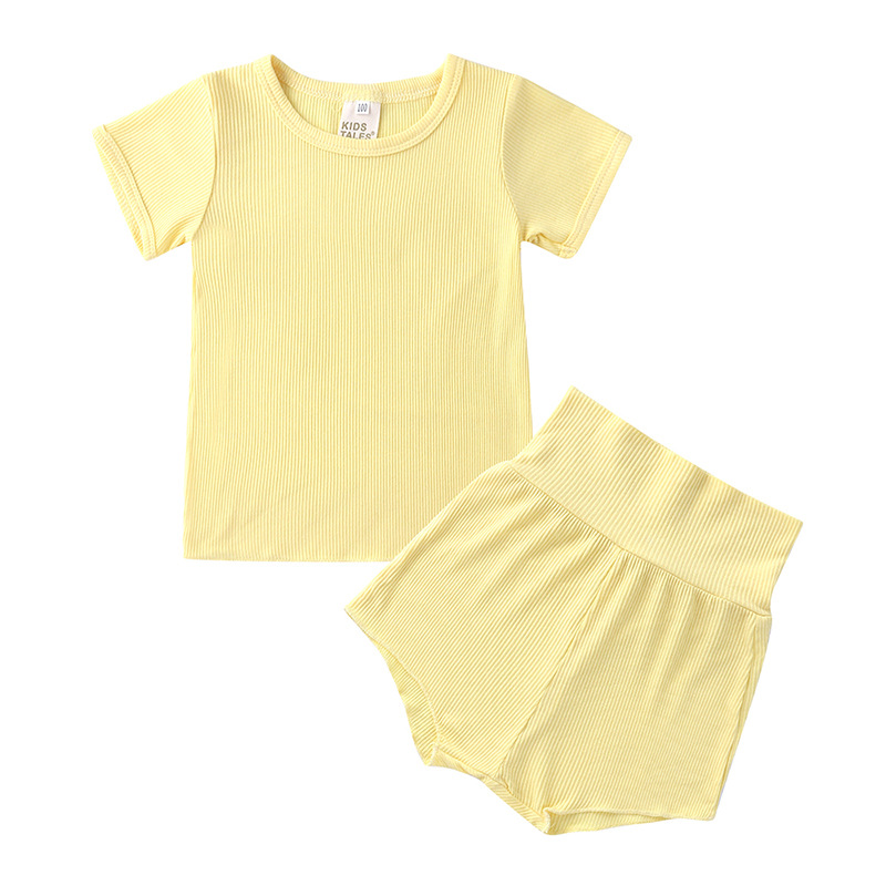 

Baby Girl Summer Clothes Newborn Kids Baby Girls Clothes Knitted Crop Tops + Shorts Outfits 2pcs Kids Boys, Sky blue