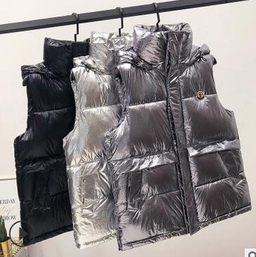 

Wholesale fashion cotton vest women's winter new loose down cotton vest student short sleeveless cotton jacket size S-XXL, Gray
