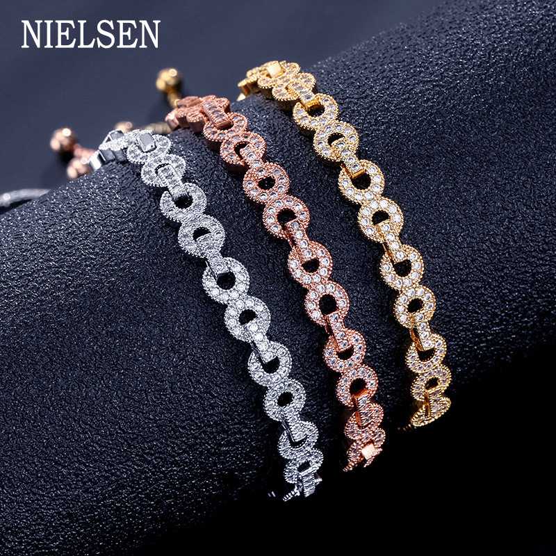 

Charm Cubic Zirconia InfinityChain & Link Bracelet & Bangle Adjustable Slider Bracelet for Women Bridal Wedding Jewelry