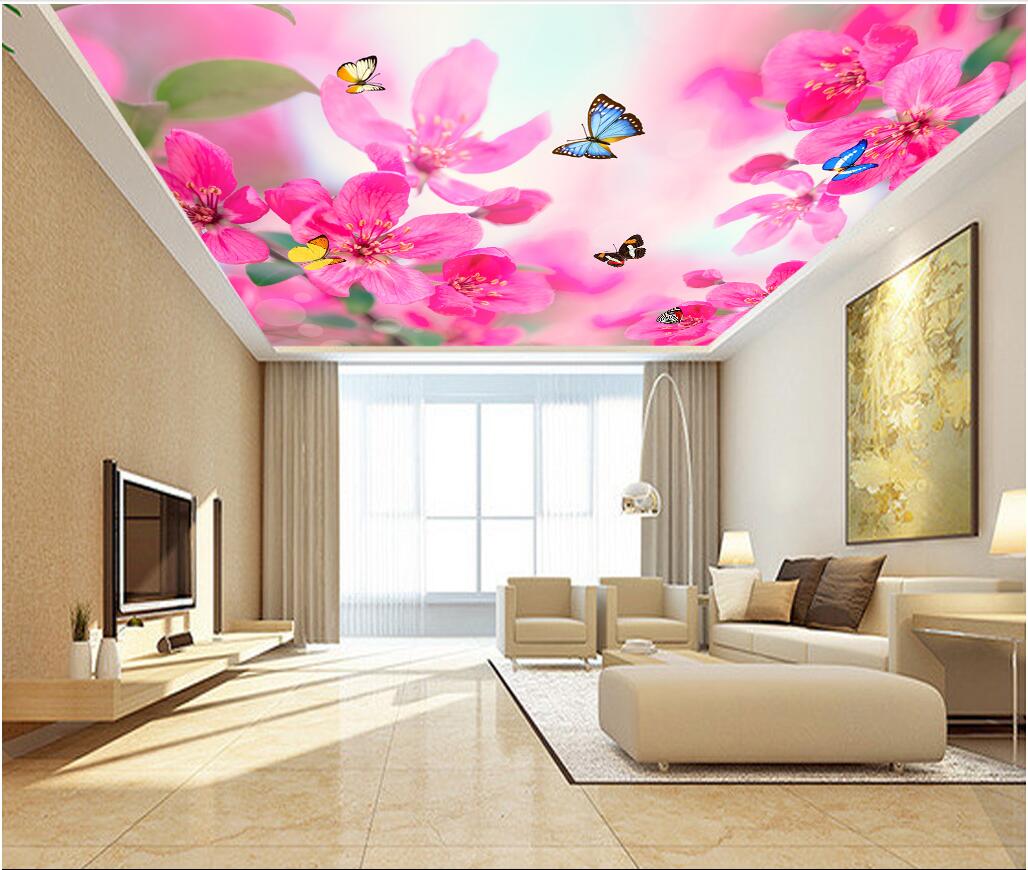 

3d ceiling murals wallpaper custom photo Fantasy flower butterfly background living room home decor 3d wall murals wallpaper for walls 3 d, Customize