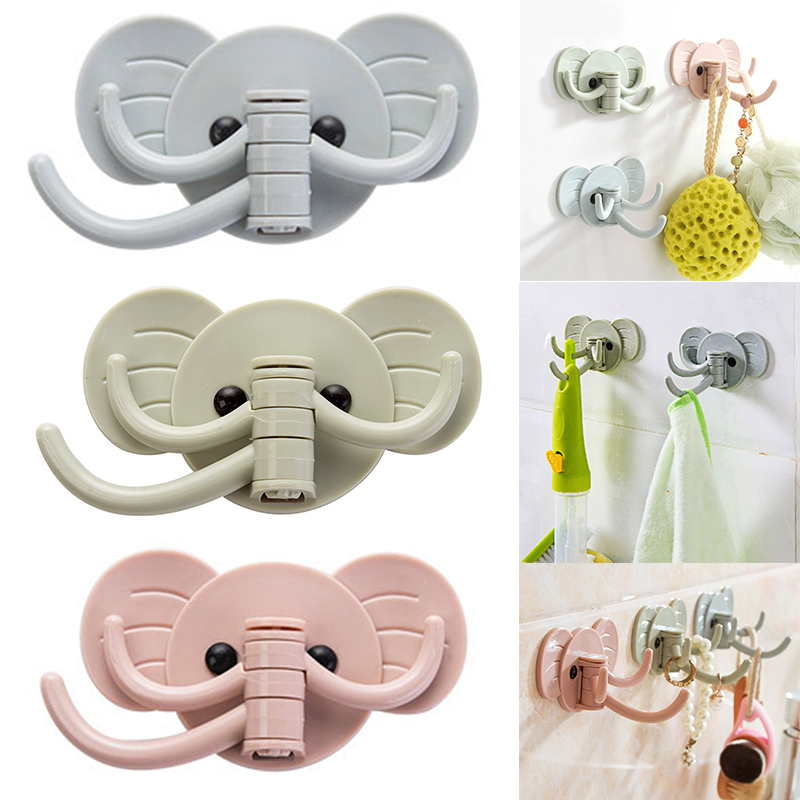 

Cute elephant wall sticky hooks household kitchen bathroom clothes towels cooking tools hanger home tool