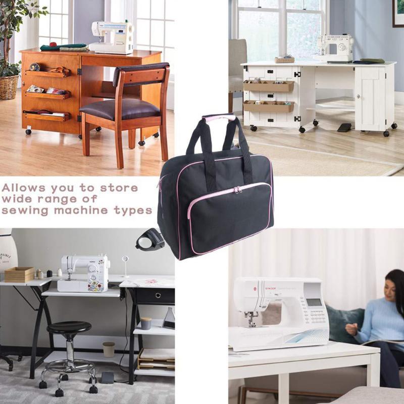 

Durable Scratch Resistant For Travel Zipper Carry Case With Pocket Padded Craft Handheld Sewing Machine Bag Storage Accessories, Pink