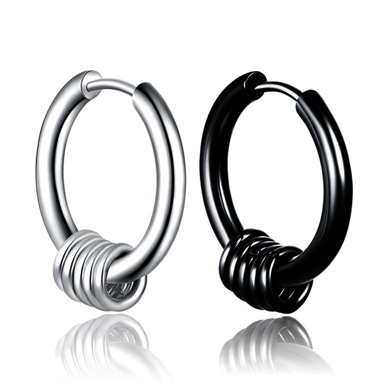 

Stainless Steel Hoop Earrings Puncture Silver Black Rings Ear Stuff Fashion Jewelry for Men Women Gift Drop Ship 350185