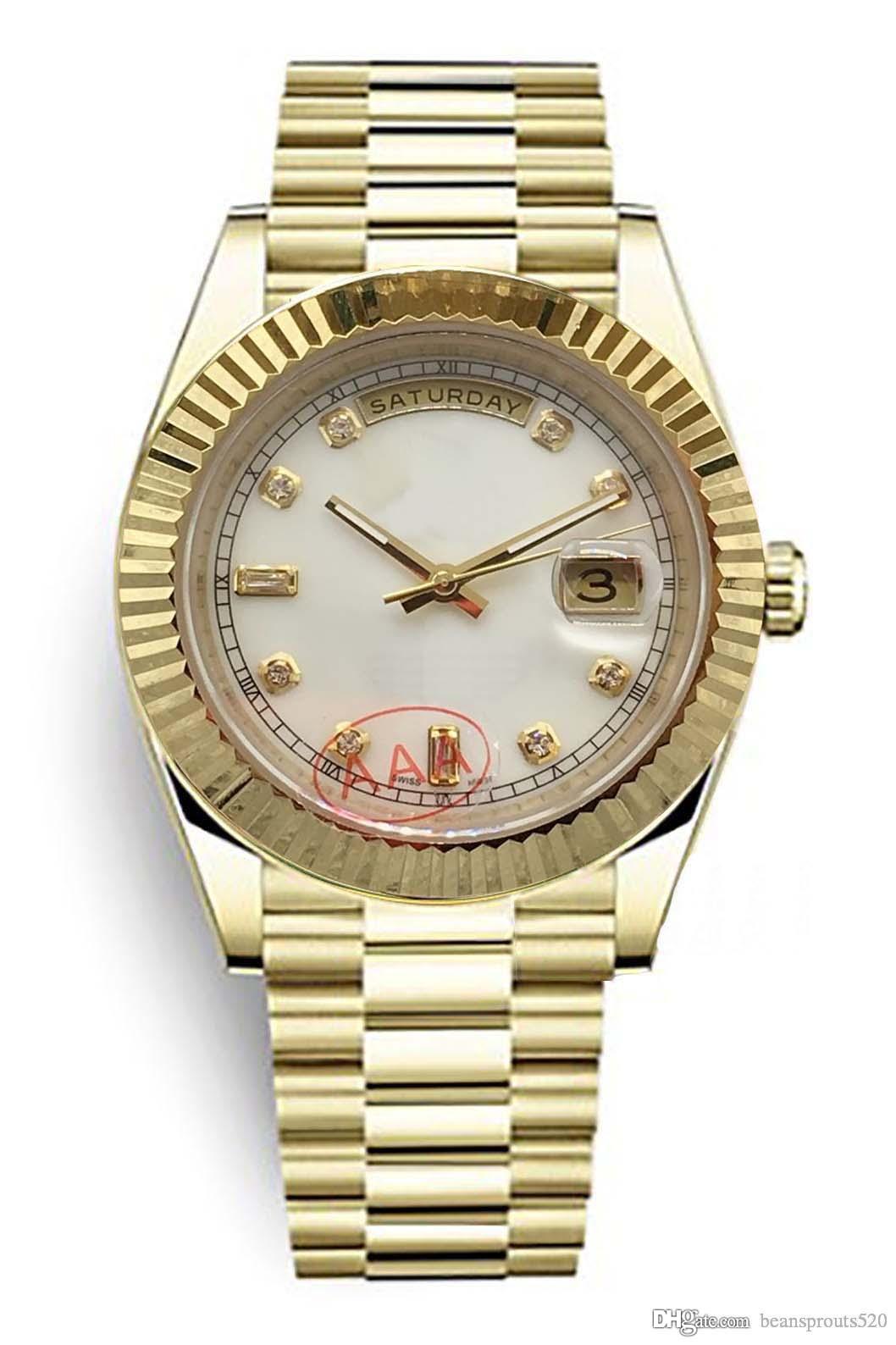 

B238 Designer watches DAY-DATE Luxury mens Movement watches MASTER Gold stainless steel case, triangular pit dial, diamond scale, 41mm dial.